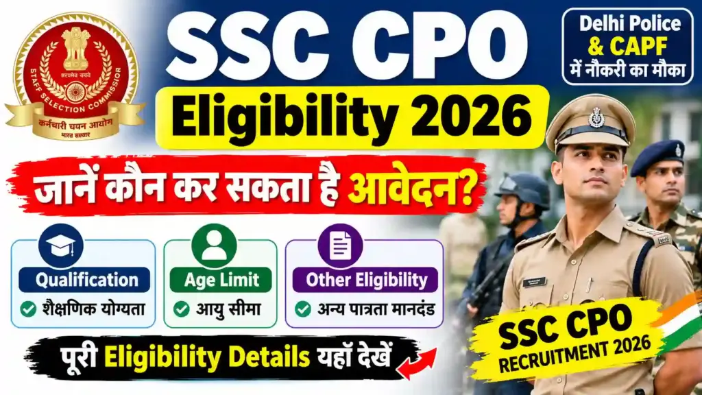 SSC CPO Eligibility 2026: जानें कौन कर सकता है आवेदन? Qualification, Age Limit और पूरी Eligibility Details