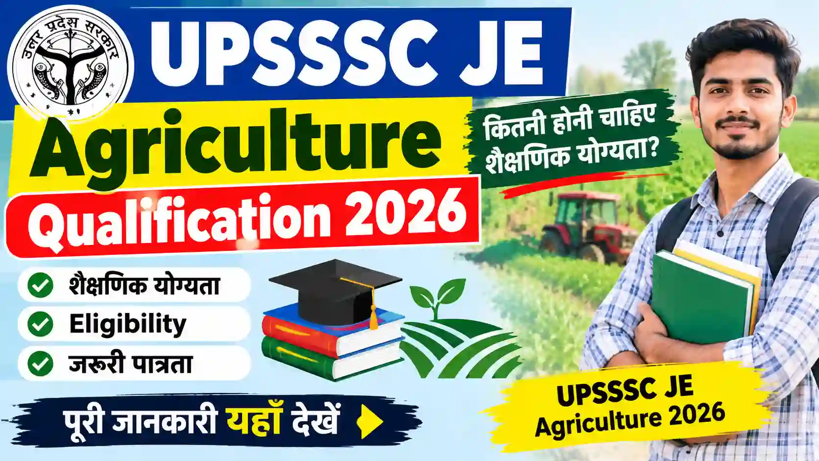 UPSSSC JE Agriculture Qualification 2026: जानें कितनी होनी चाहिए शैक्षणिक योग्यता, Eligibility और जरूरी पात्रता
