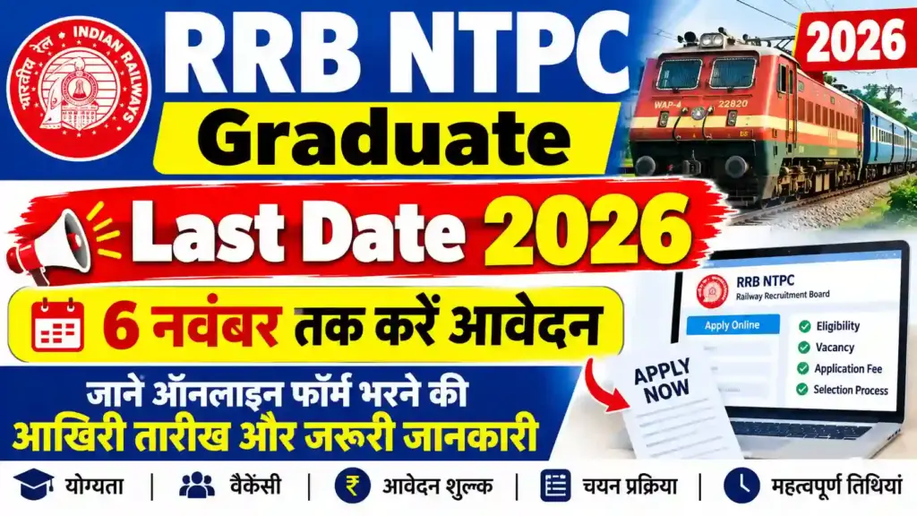 RRB NTPC Graduate Last Date 2026: 6 नवंबर तक करें आवेदन, जानें ऑनलाइन फॉर्म भरने की आखिरी तारीख और जरूरी जानकारी